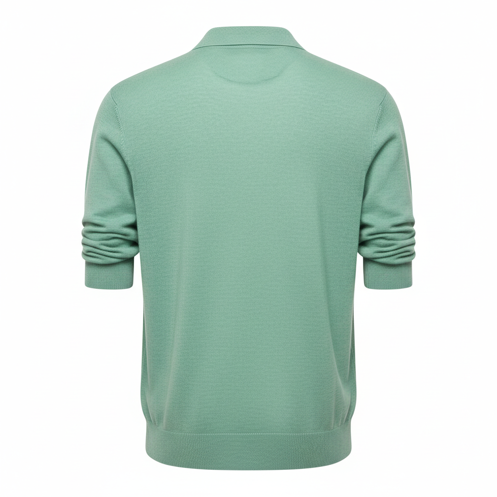 Relaxed Polo Sweater in Pistachio Green – Back View