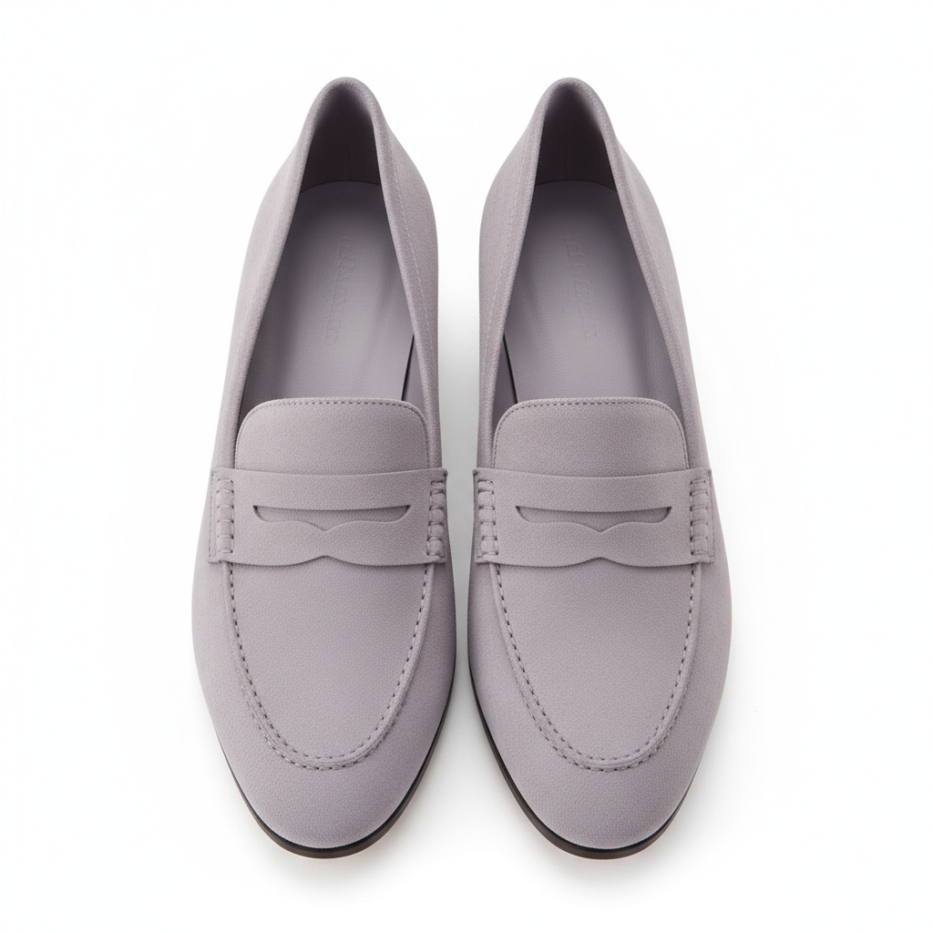 Chic Penny Loafers in Lavender Grey – Top View