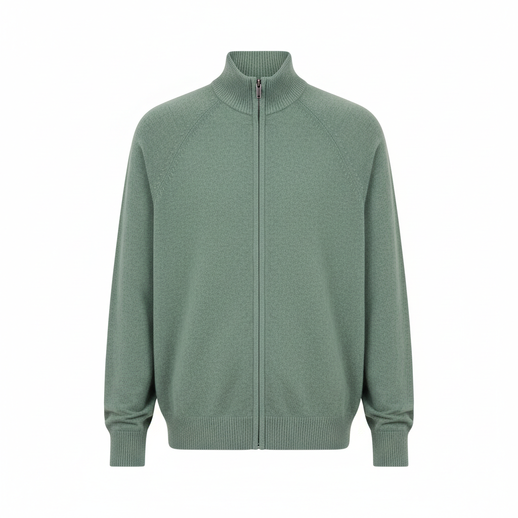 Classic Zip Pullover in Frost Sage – Front View