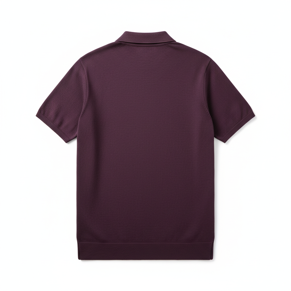 Polo Knit Shirt – Deep Plum – Back View