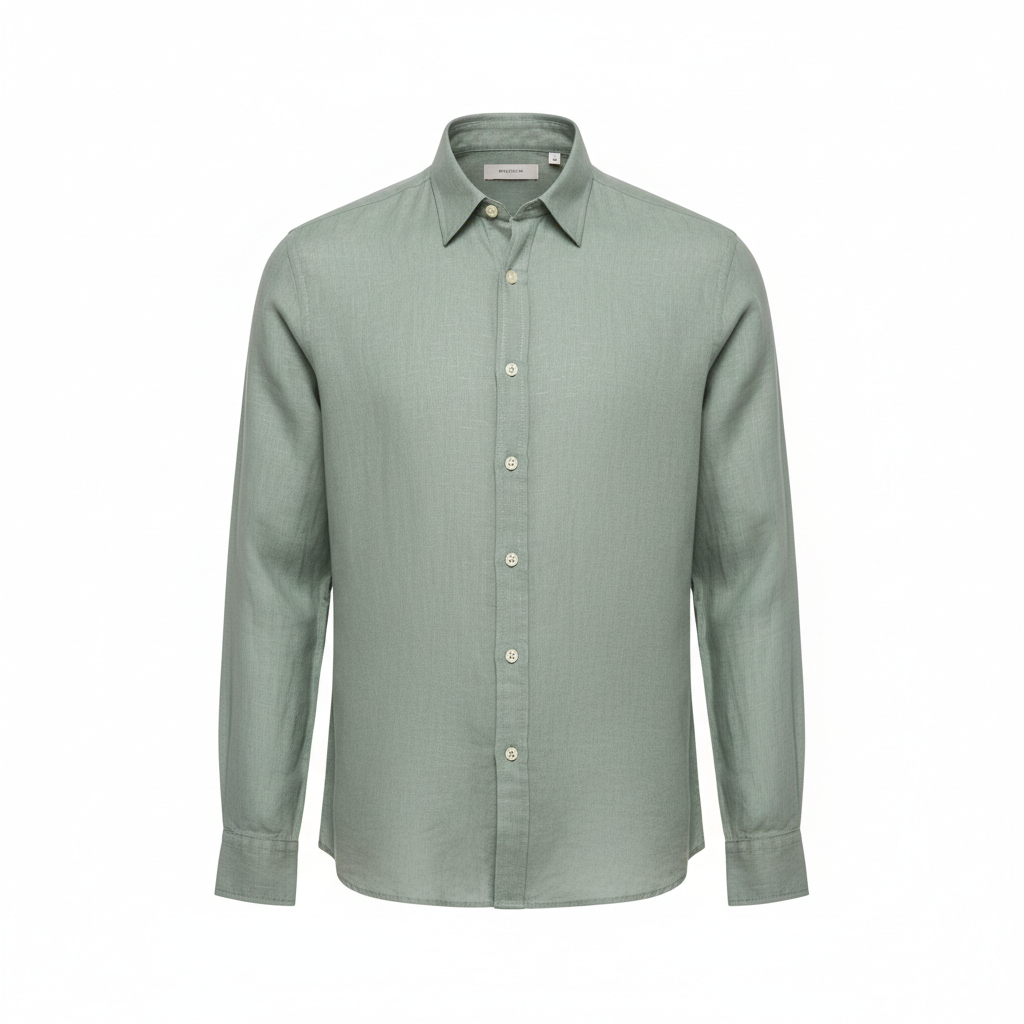 Linen Casual Shirt – Soft Sage – Front View