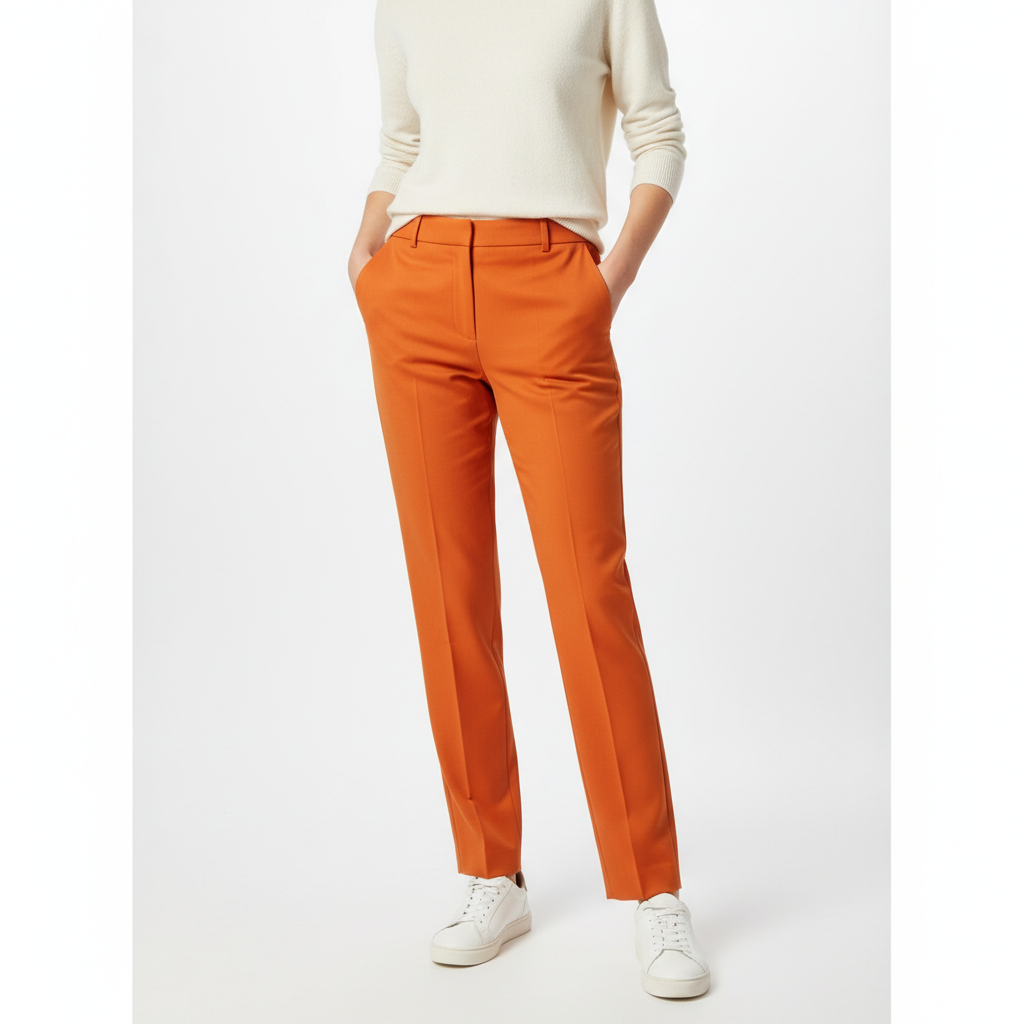 Tailored Casual Trousers – Sunset Orange – Model