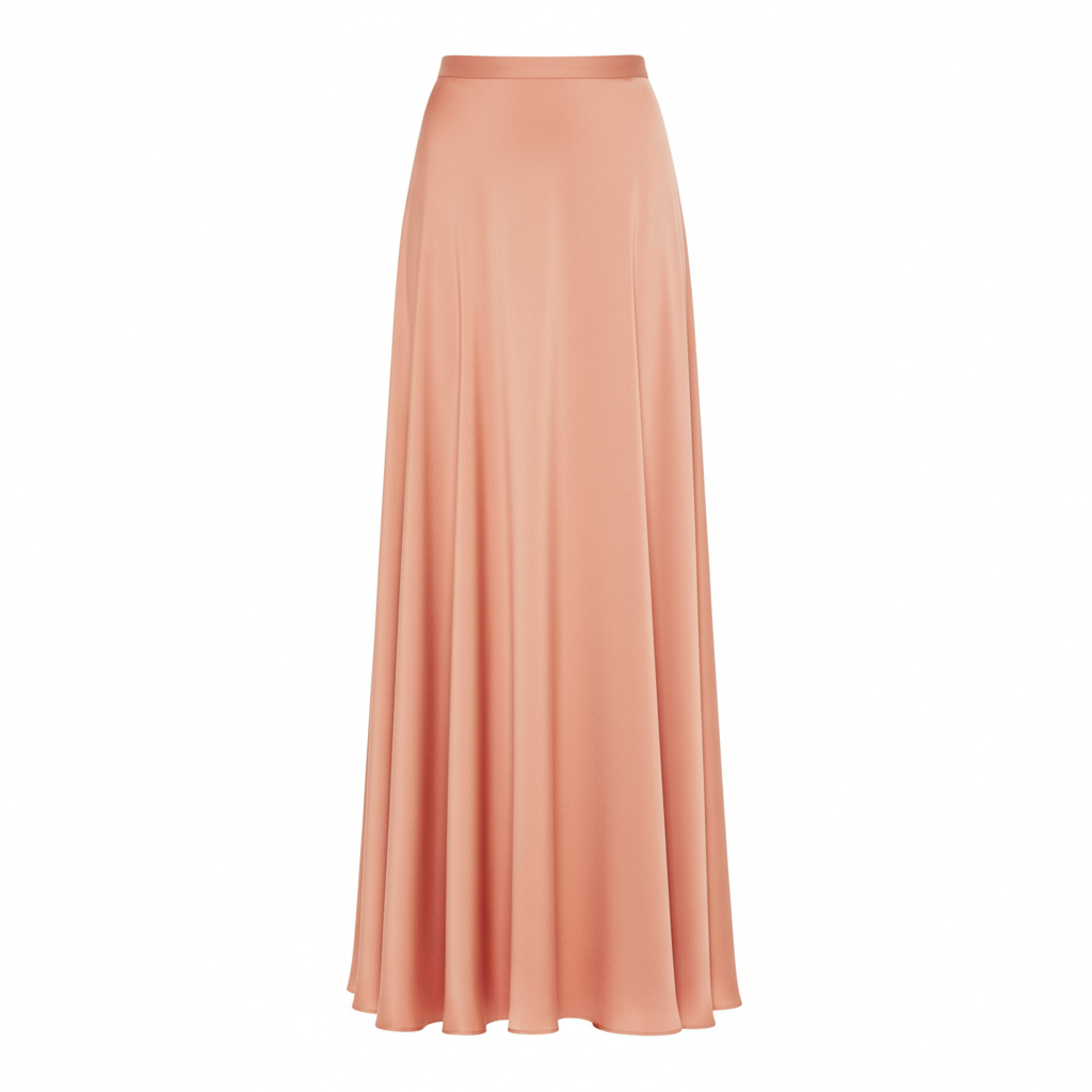 A-Line Maxi Skirt in Coral Peach – Front View