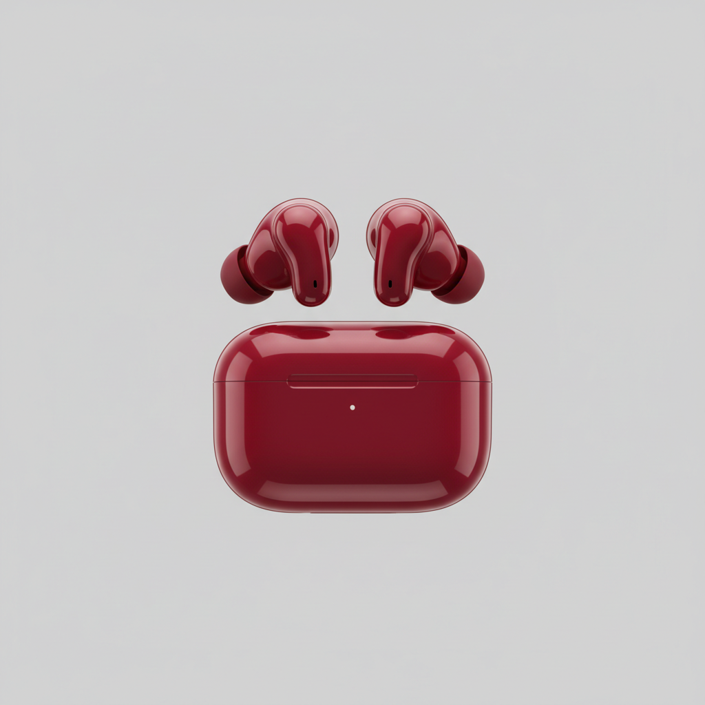 Luxury Earbuds Elite in Ruby Red – Front View