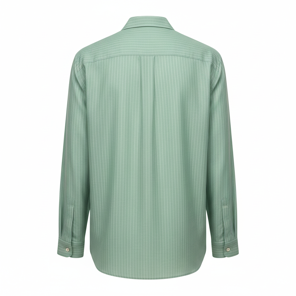 Striped Casual Shirt – Pistachio Green – Back View