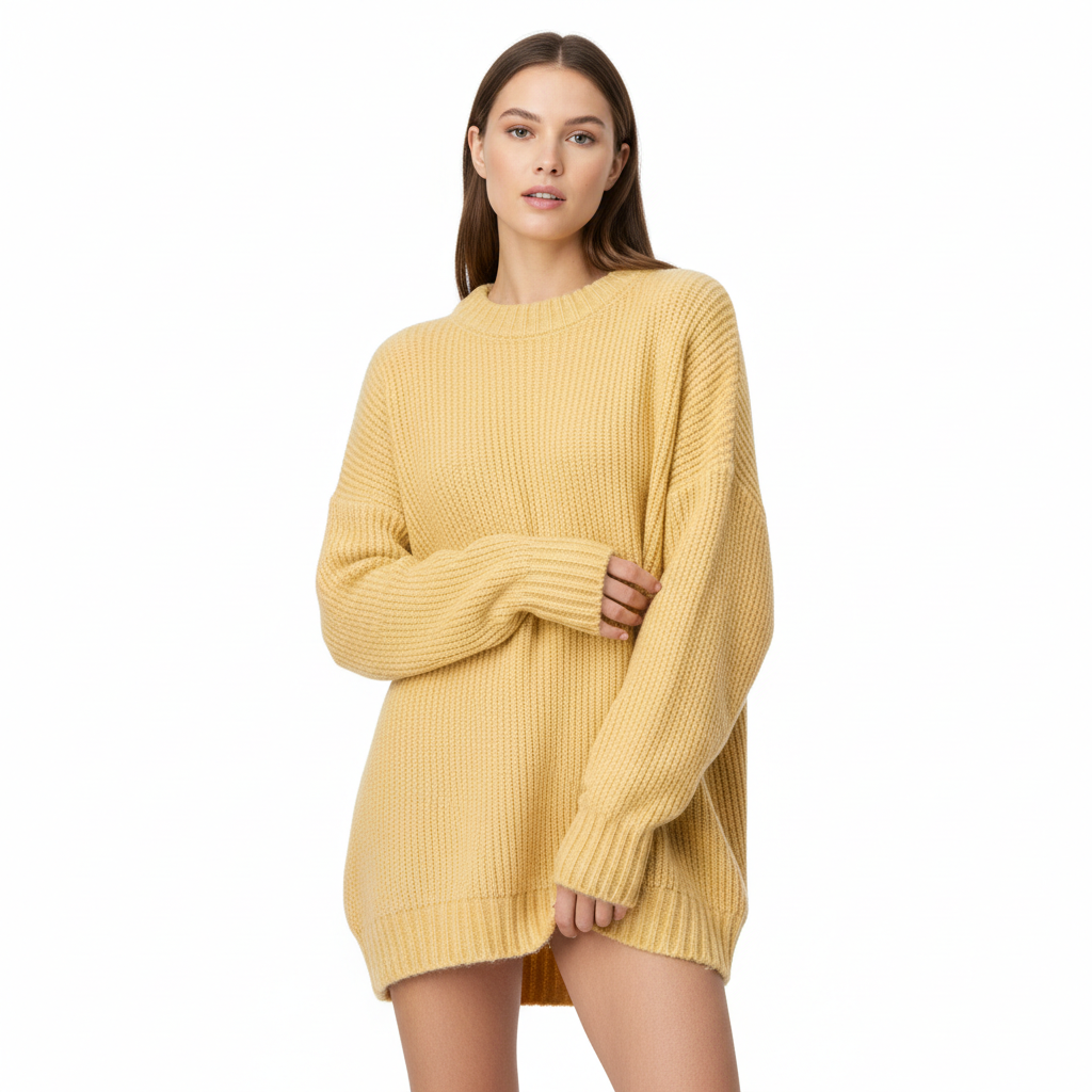 Cozy Knit Sweater in Butter Yellow – Model Shot