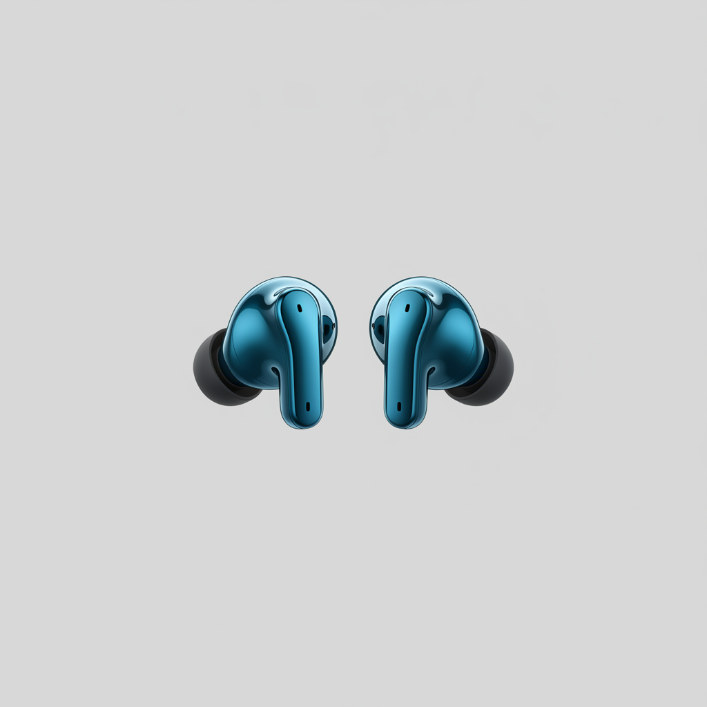 Luxury Earbuds Elite in Sapphire Cyan – Front View