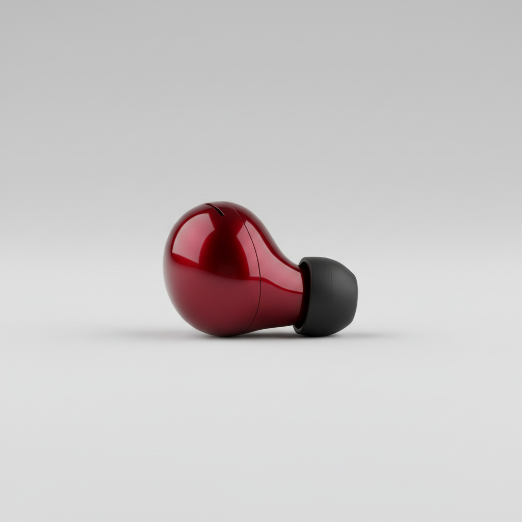 Luxury Earbuds Elite in Ruby Red – Side View