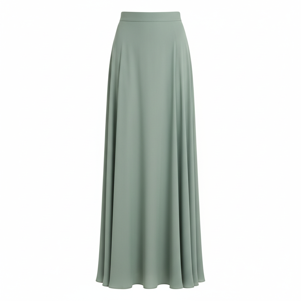 A-Line Maxi Skirt in Sage Green – Front View