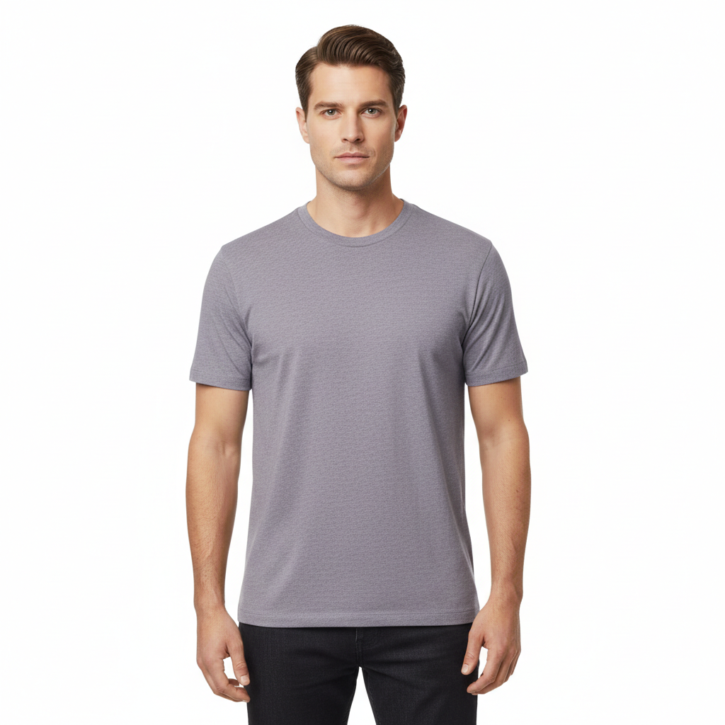 Classic Crew Neck T-Shirt – Lavender Grey – Model