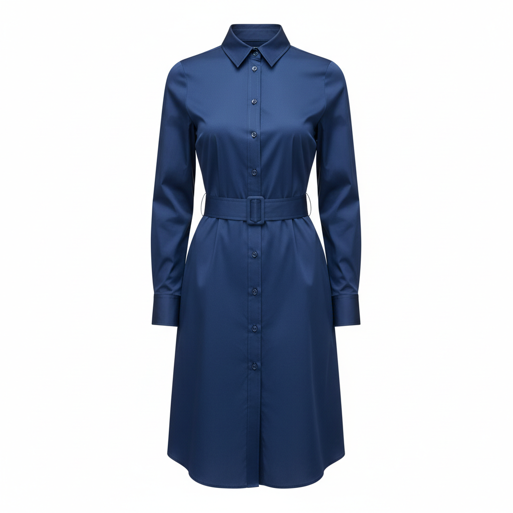 Shirt Belted Dress in Steel Blue – Hero