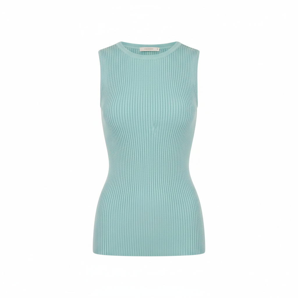 Ribbed Knit Top in Aqua Mist – Hero