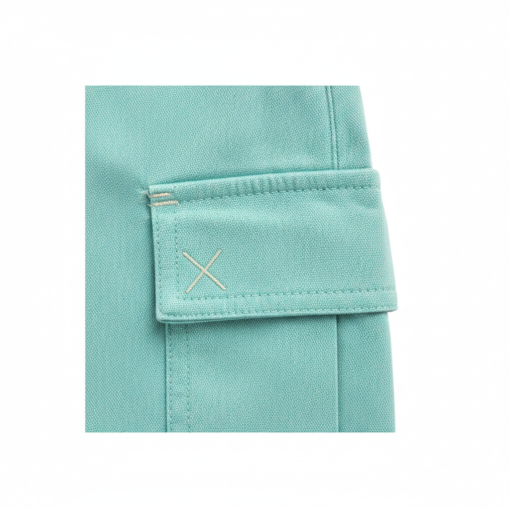 Utility Cargo Pants – Aqua Mint – Fabric Detail