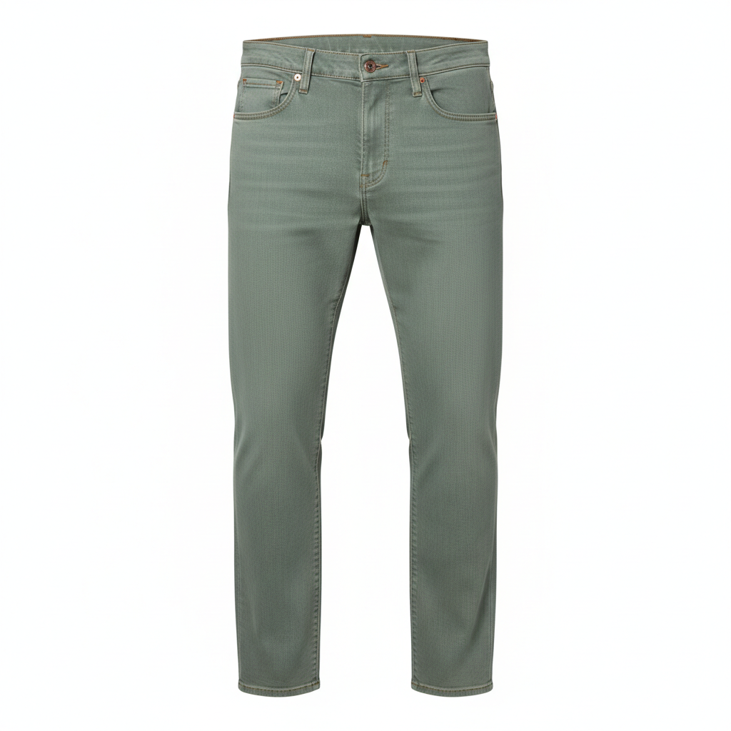 Classic Straight Jeans in Sage Green – Front View
