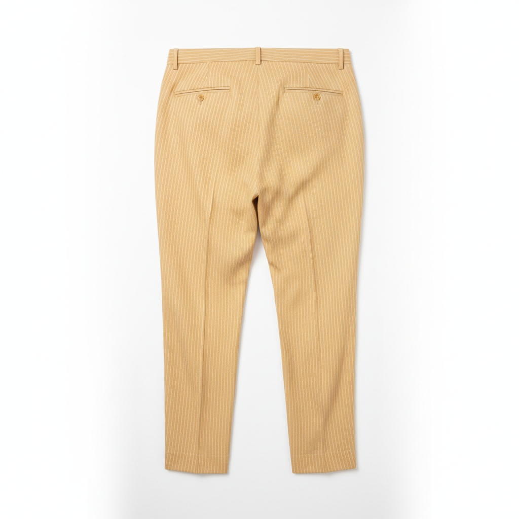 Pinstripe Relaxed Trousers in Butter Yellow – Back View