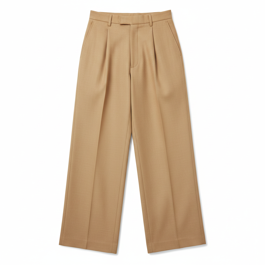 Minimal Wide Pants in Desert Sand – Front View