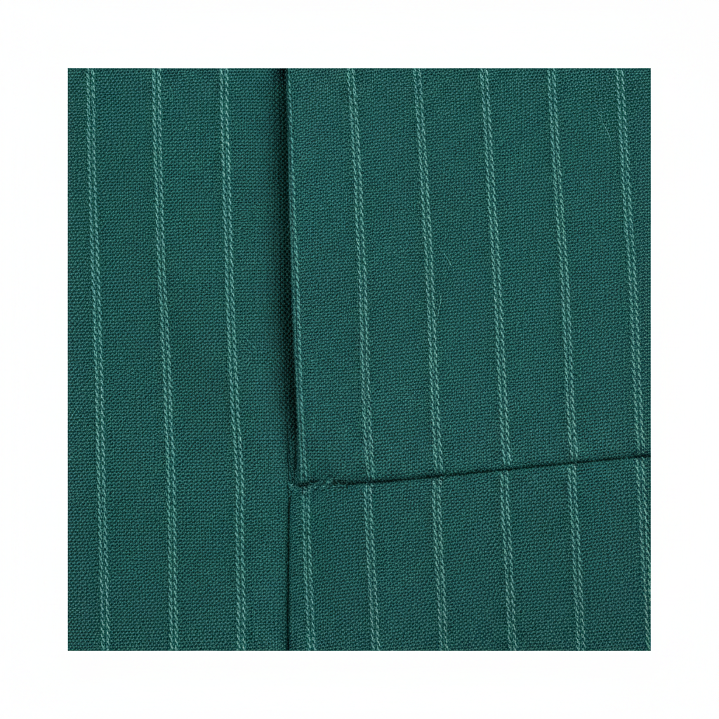 Pinstripe Relaxed Trousers in Forest Teal – Fabric Detail