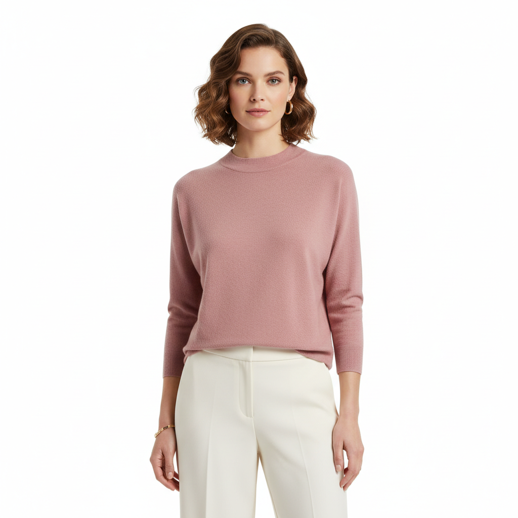 Minimal Knit Top in Dusty Rose – Model