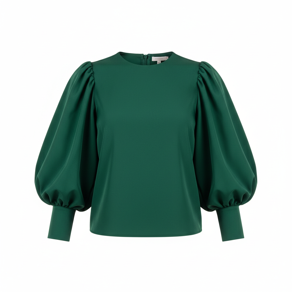 Puff Sleeve Blouse in Forest Emerald – Hero