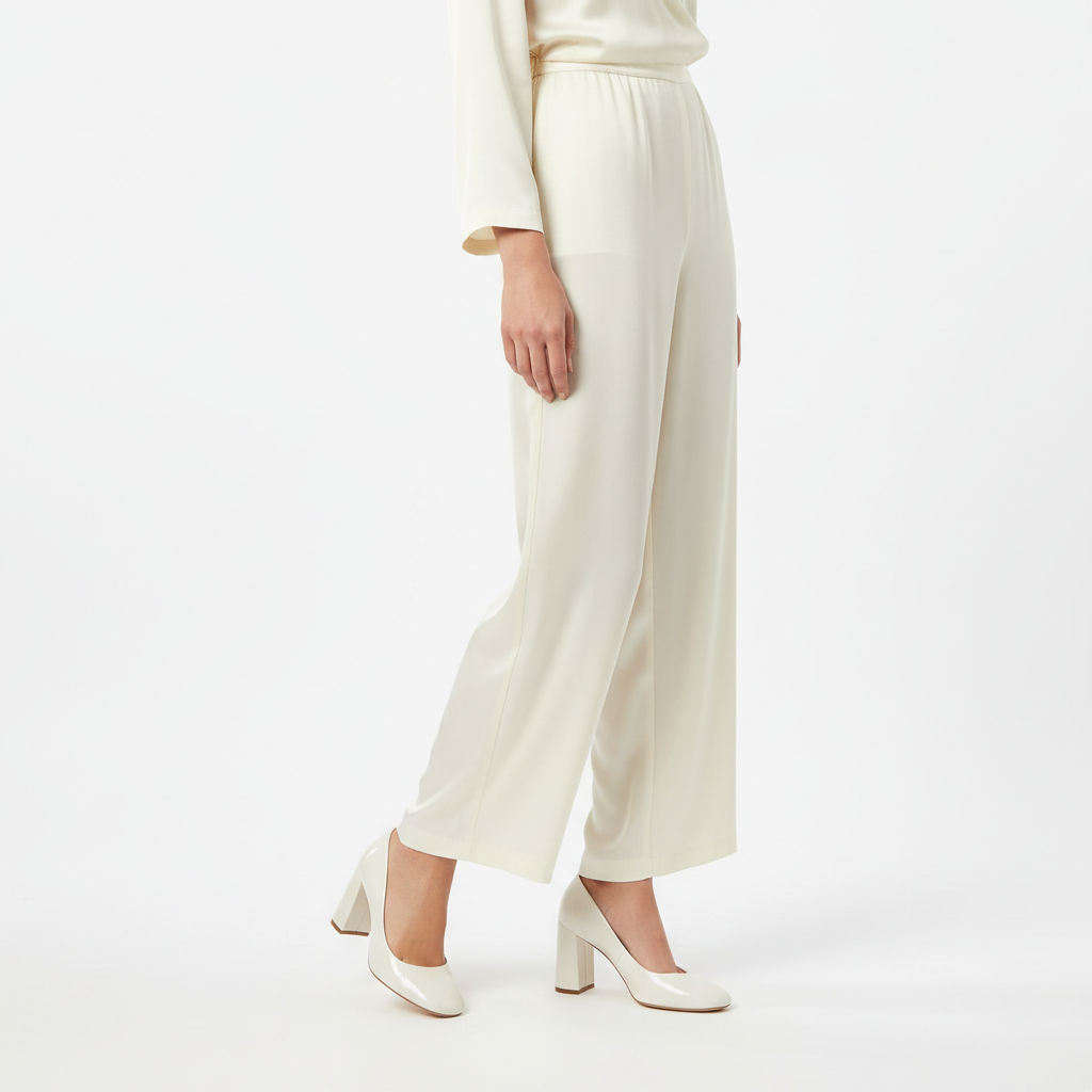 Elegant Block Heels in Pearl White – Model Shot