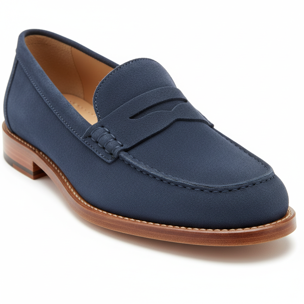 Chic Penny Loafers in Denim Blue – Sole Detail