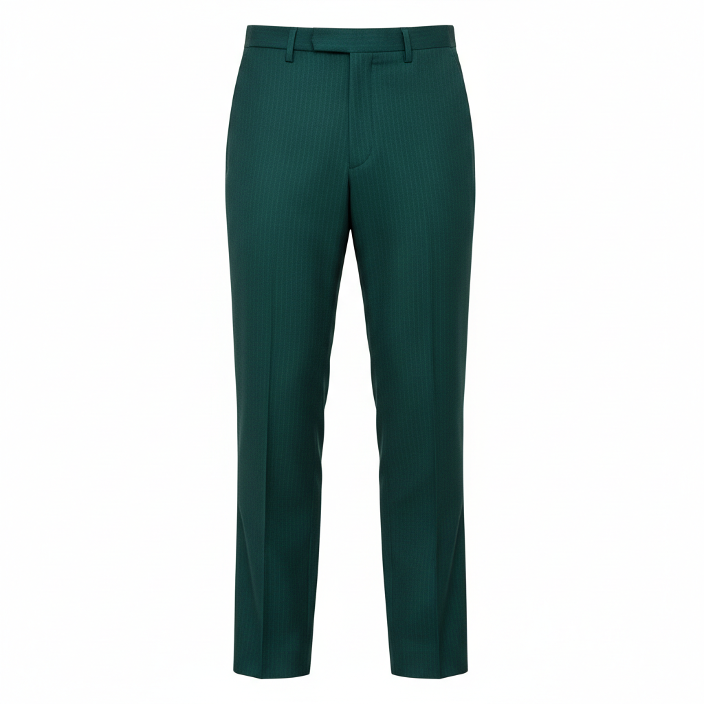 Pinstripe Relaxed Trousers in Forest Teal – Hero