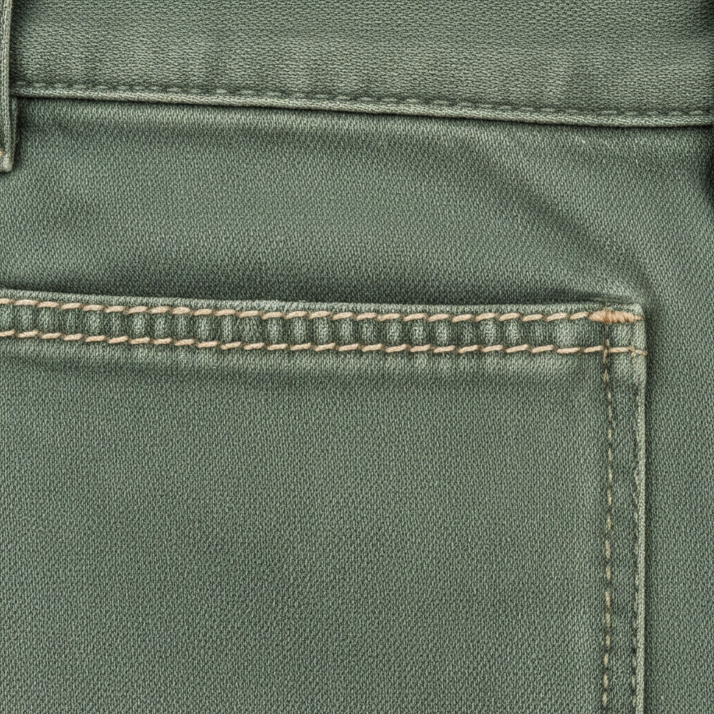 Classic Straight Jeans in Sage Green – Fabric Detail