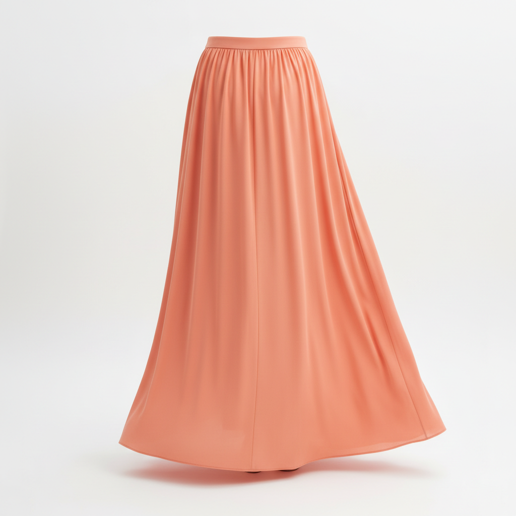 A-Line Maxi Skirt in Coral Peach – Back View