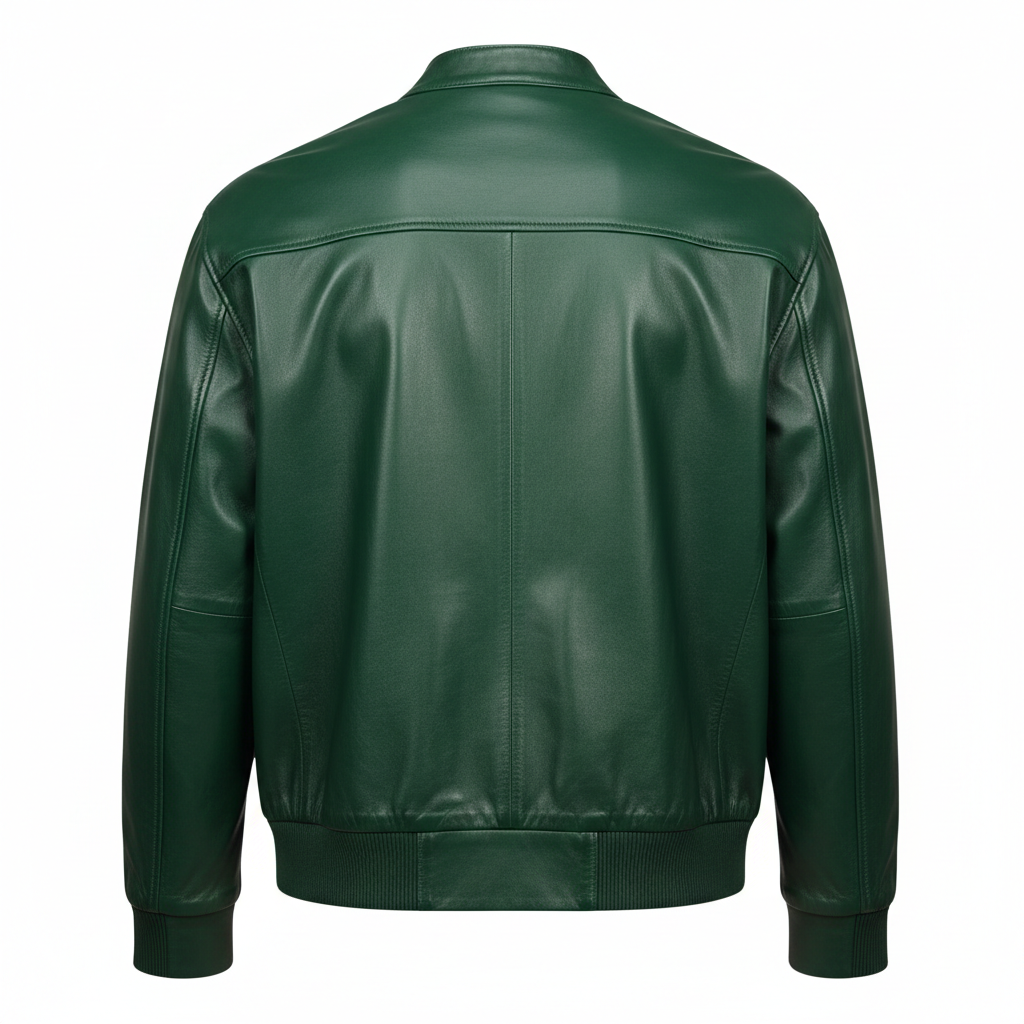 Noir Leather Jacket – Emerald Green – Back View