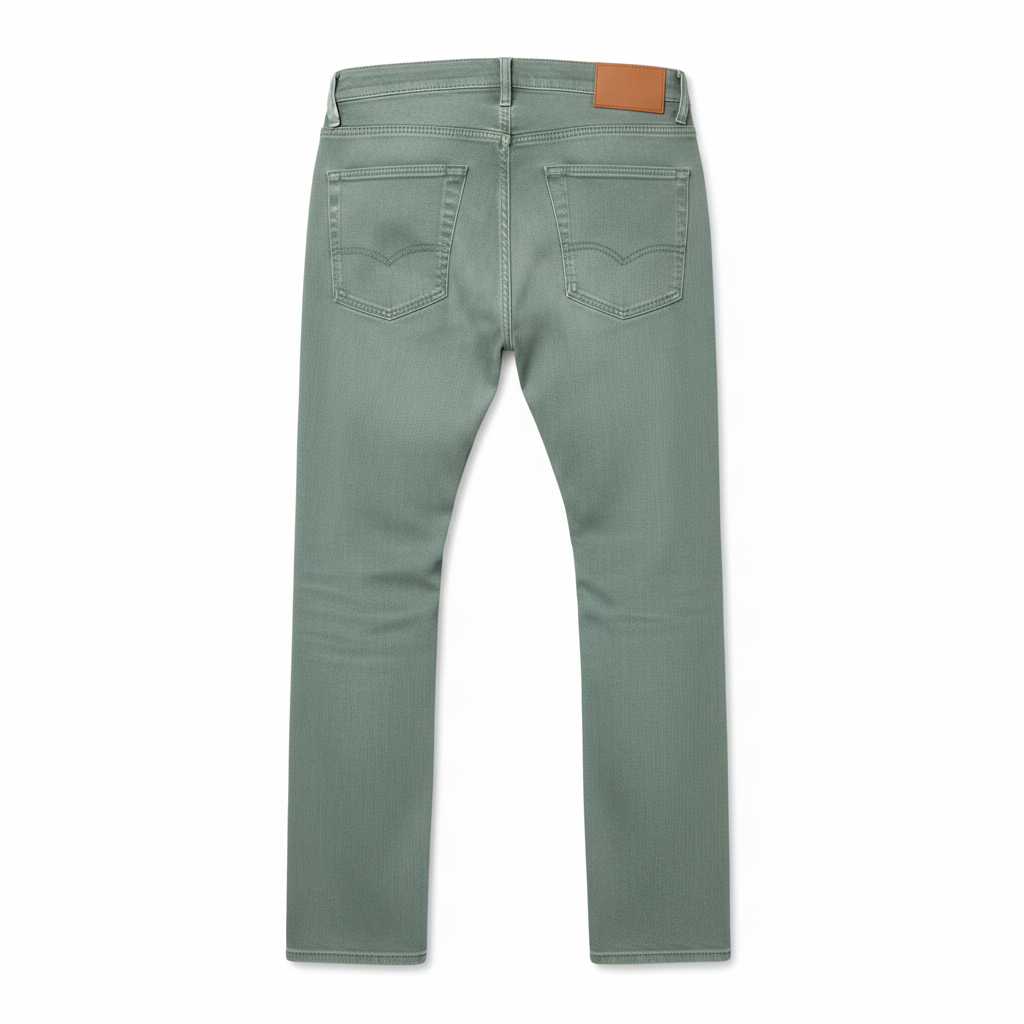 Classic Straight Jeans in Sage Green – Back View