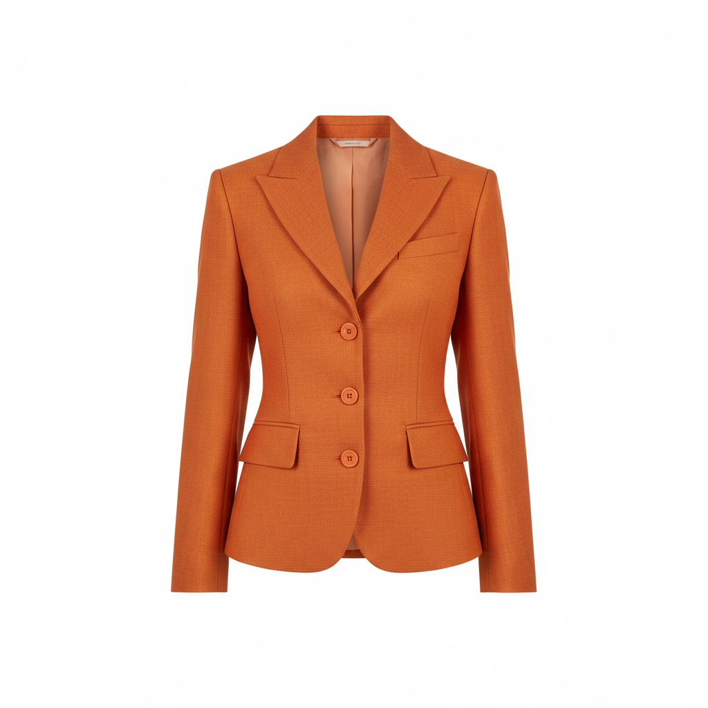 Classy Button Blazer Sunset Orange – Front View