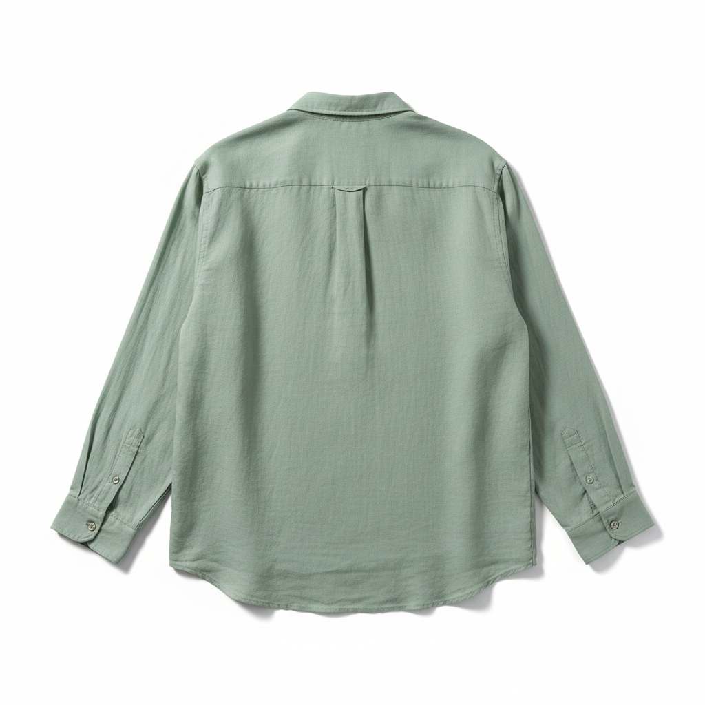 Linen Casual Shirt – Soft Sage – Back View