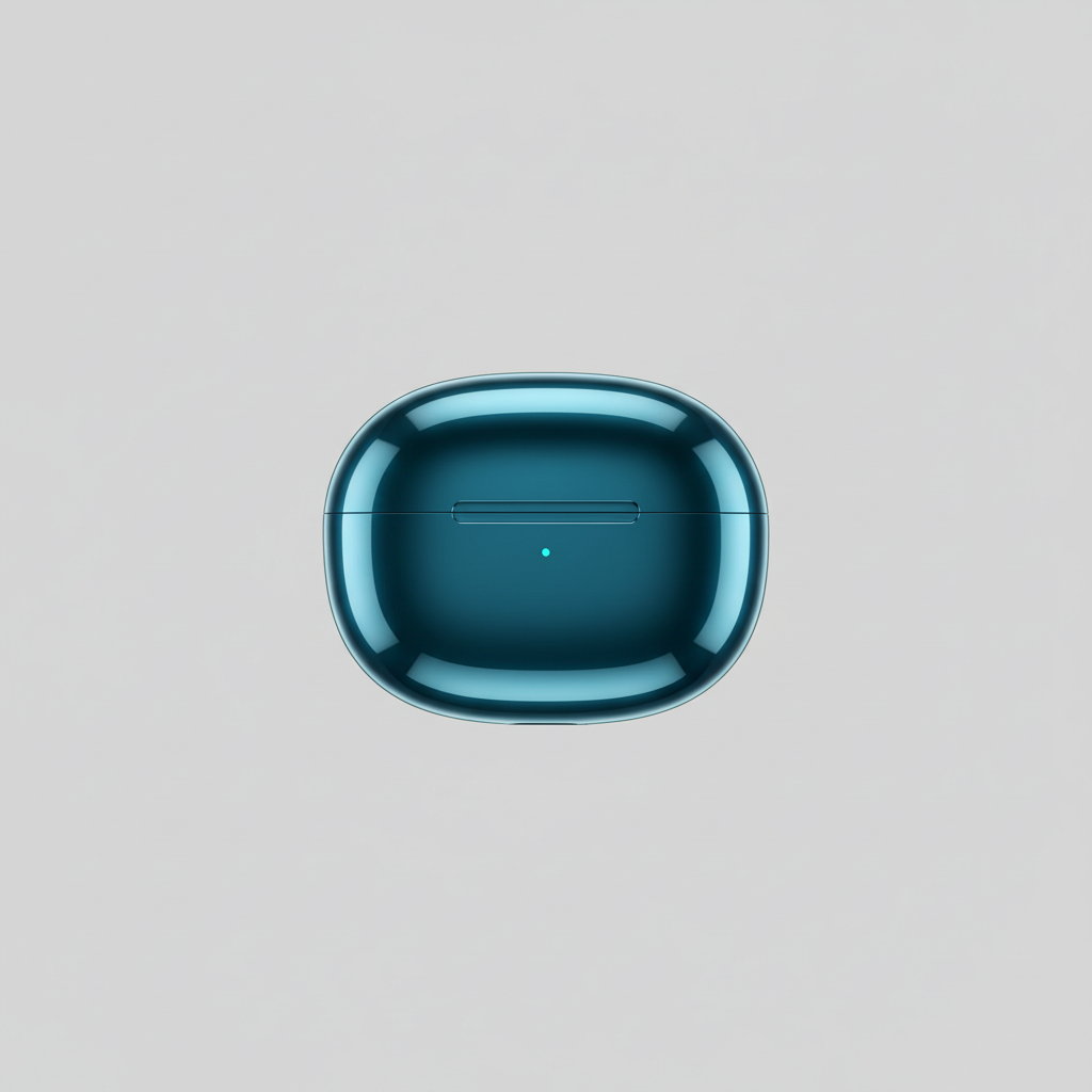 Luxury Earbuds Elite Sapphire Cyan Charging Case Close-Up