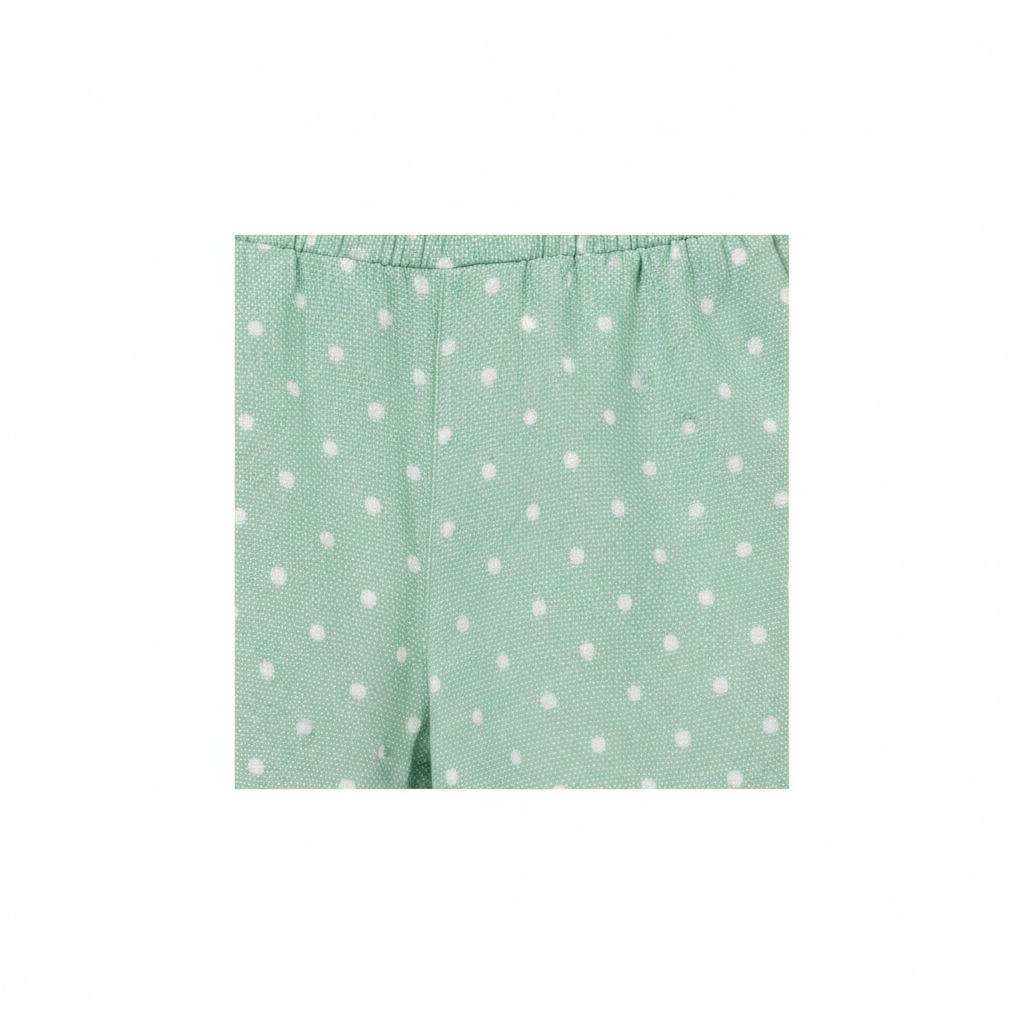 Polka Dot Casual Shorts in Pistachio Green – Detail Close-Up
