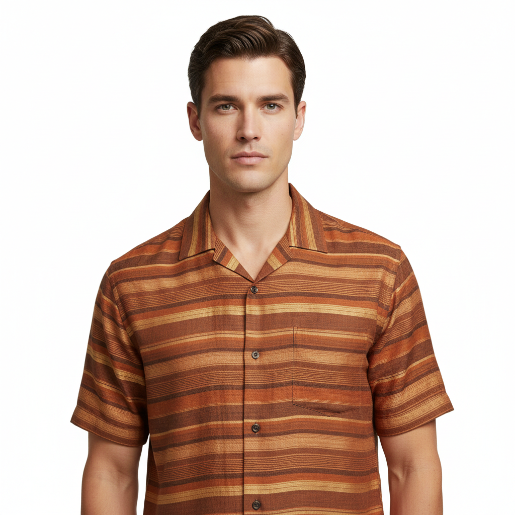 Striped Casual Shirt – Cinnamon Copper – Model
