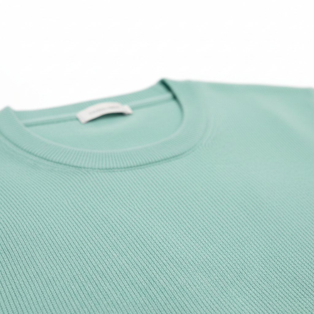 Cozy Crew Neck Sweater in Ocean Mint – Knit Texture Close-Up
