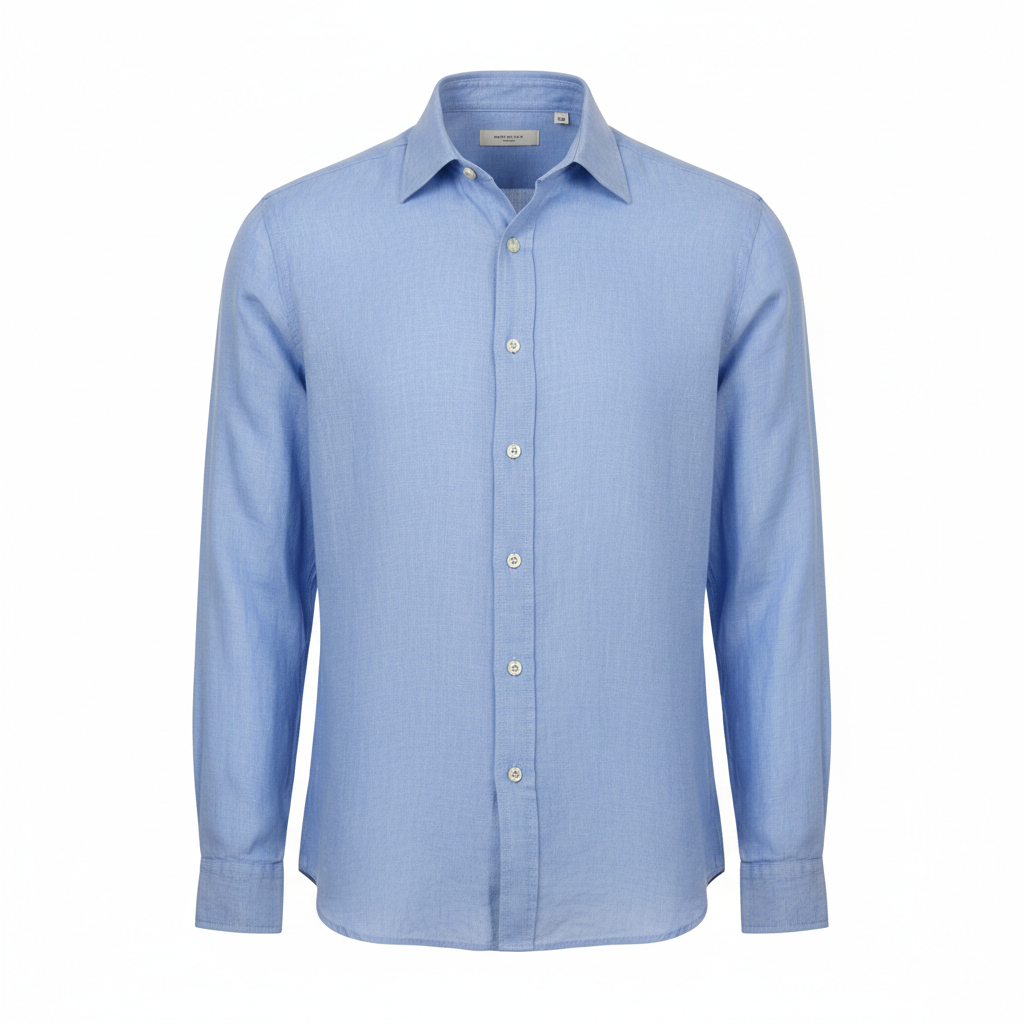 Linen Casual Shirt – Sky Blue – Front View