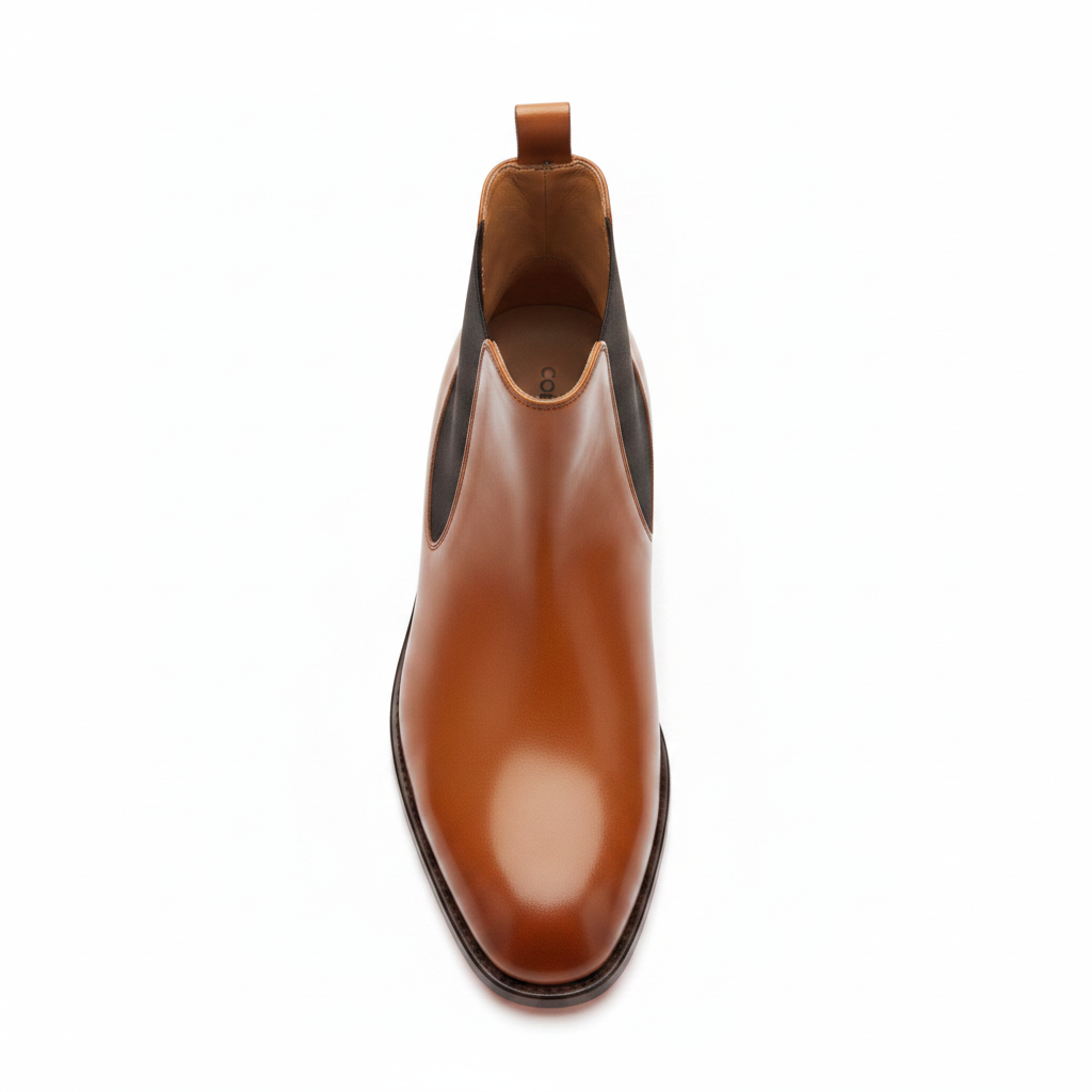 Chelsea Boots in Caramel Tan – Top view