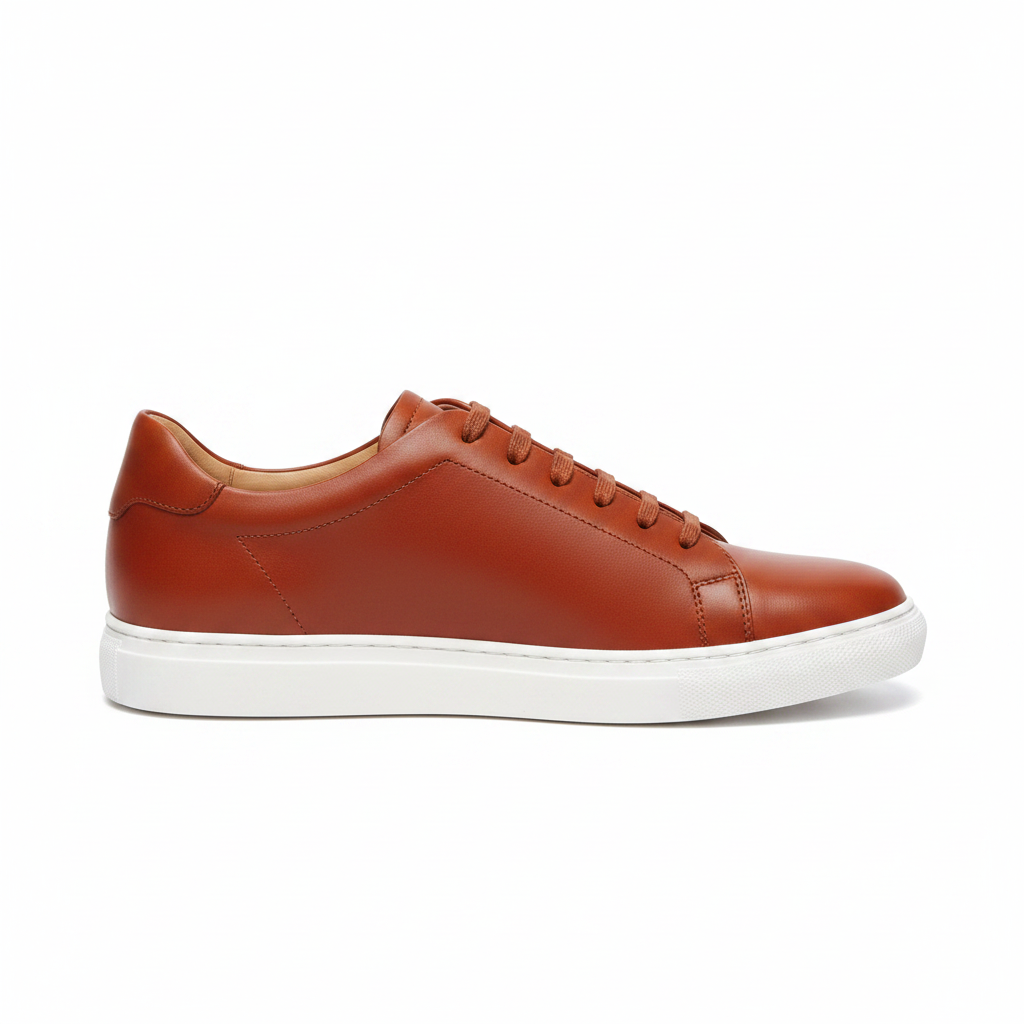 Urban Leather Sneakers in Burnt Orange – Side view