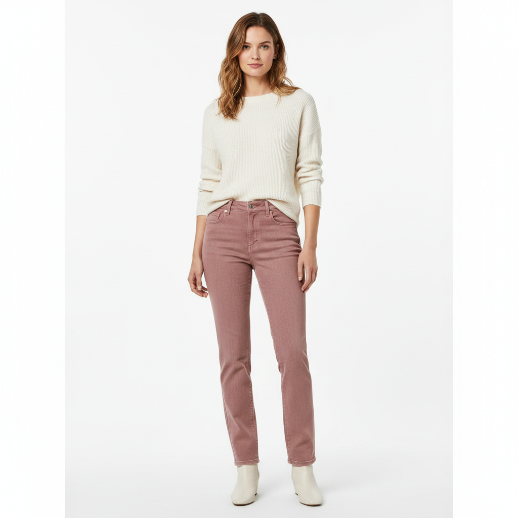 Classic Straight Jeans – Dusty Rose – Model