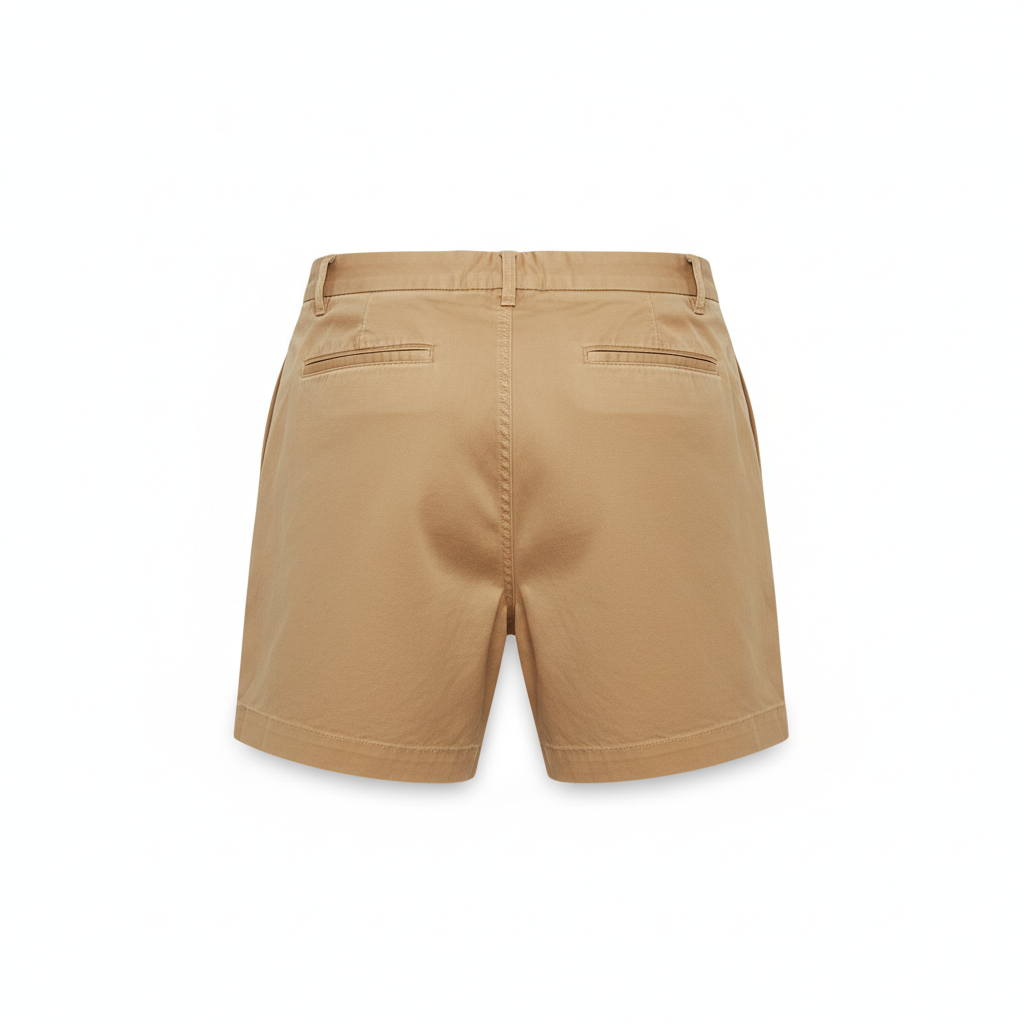 Casual Pleated Shorts in Desert Sand – Back View