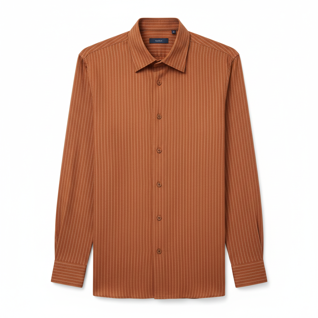 Striped Casual Shirt – Cinnamon Copper – Front View