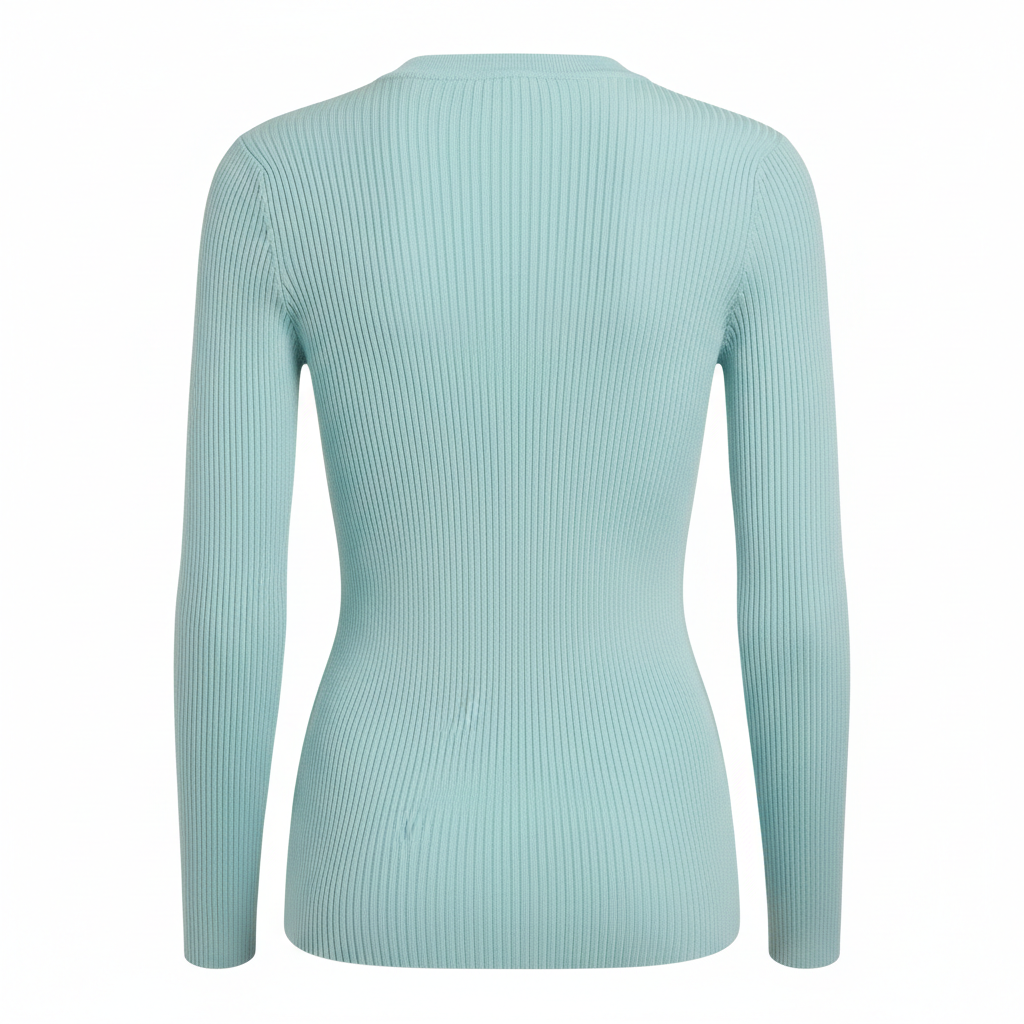 Ribbed Knit Top in Aqua Mist – Back View